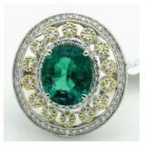 14kt Gold 4.85 ct Emerald & Diamond Ring