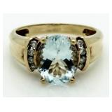 10kt Gold 2.86 ct Aquamarine & Diamond Ring