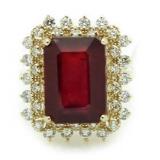 14kt Gold 13.93 ct Ruby & Diamond Ring