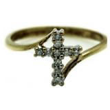 10kt Gold 1/4 ct Diamond Cross Ring