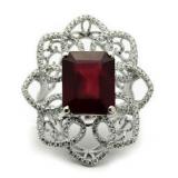 14kt Gold 12.01 ct Ruby & Diamond Designer Ring