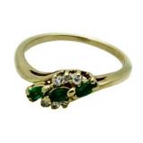 14kt Gold Genuine Emerald & Diamond Estate Ring