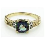 10kt Gold Mystic Topaz & Diamond Ring