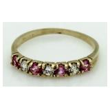 10kt Gold Pink Sapphire & Diamond Anniversary Ring