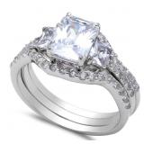 Radiant Cut 2.50 ct White Topaz Bridal Set