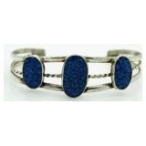 Vintage Sterling Silver Blue Lapis Estate Bracelet