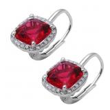 Cushion Cut 4.00 ct Ruby Designer Earrings