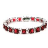 Princess Cut 24.00 ct Garnet Tennis Bracelet