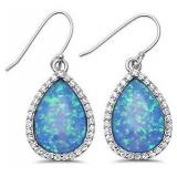 XX-Large Pear Cut Blue Opal Earrings