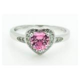 Pink Sapphire Heart Solitaire Ring