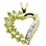 Genuine Peridot & Diamond Heart Pendant