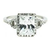 Emerald Cut 2.75 ct White Topaz Designer Ring