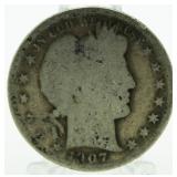 1907-S Barber Silver Half Dollar