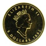 1992 Canada $5 Gold Maple Leat