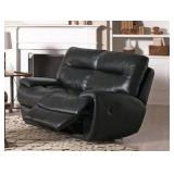 Coaster Black LEATHER Double Reclining Love Seat