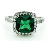 Cushion Cut 3.85 ct Emerald Solitaire Ring