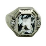 14kt Gold Vintage Radiant Cut White Topaz Ring