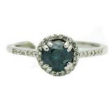 14kt Gold 1.01 ct Fancy Blue Diamond Ring