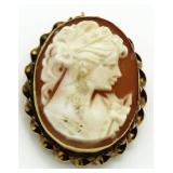 14kt Gold Vintage Cameo Pendant - Brooch