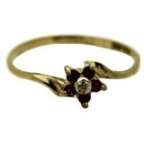 10kt Gold Vintage Ruby & Diamond Ring