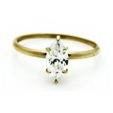 10kt Gold Marquise Cut White Topaz Solitaire Ring