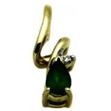 10kt Gold Genuine Emerald & Diamond Pendant