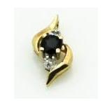 14kt Gold Genuine 1/4 ct Sapphire & Diam. Pendant