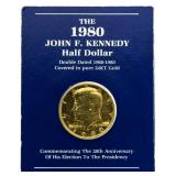 1980 JFK 24kt Gold Clad Double Date Half Dollar