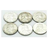 (6) Franklin Silver Half Dollars 1961-63 