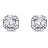 Cushion Cut 2.00 ct White Topaz Earrings