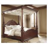 Ashley B698 King Size Cherry Canopy Bed