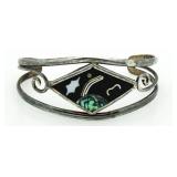 Abalone Sterling Silver Estate Cuff Braelet