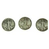 (3) 1944, 45, 46 (D) Walking Liberty Silver Halves