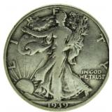 1939-S Walking Liberty Silver Half Dollar