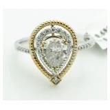 14kt Gold Pear Cut Diamond Solitaire Ring