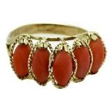 14kt Gold Vintage Genuine Coral Anniversary Ring