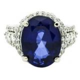 14kt Gold Oval 13.98 ct Sapphire & Diamond Ring