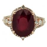 14kt Rose Gold 11.16 ct Ruby & Diamond Ring