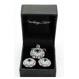 Gold Coast Blue Topaz Pendant & Earrings