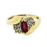 14kt Gold Genuine Ruby & Diamond Estate Ring