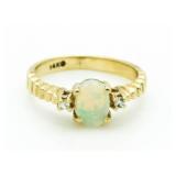 14kt Gold Vintage Opal & Diamond Ring
