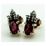 14kt Gold Genuine Ruby & Diamond Earrings