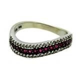 14kt Gold Genuine Ruby & Diamond Wavelink Ring