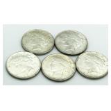 (5) 1922 Silver Peace Dollars