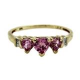 10kt Gold Pink Sapphire & Diamond Anniversary Ring