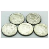 (5) 1923 Silver Peace Dollars