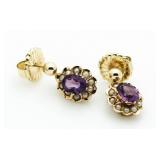 14kt Gold Vintage Amethyst & Pearl Earrings