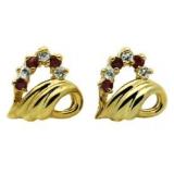 Genuine Ruby Heart Fashion Earrings