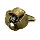 14kt Gold Brilliant Diamond Solitaire Ribbon Ring