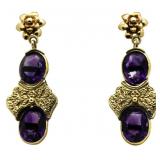 18kt Gold Antique 16.00 ct Gen. Amethyst Earrings